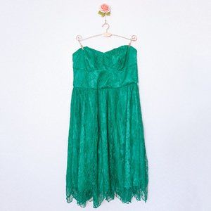 Strapless Lace Mini Dress, Green